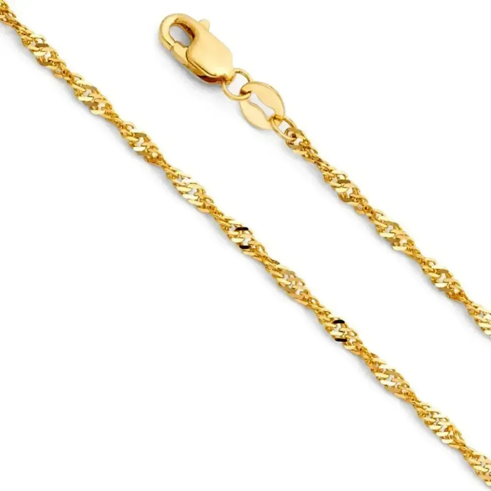 14k solid gold Singapore bracelet | 14K Yellow Gold Singapore Chain Bracelet |
